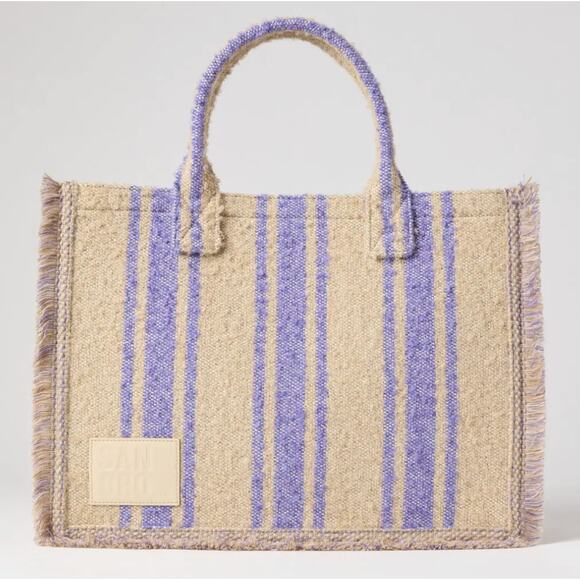 Sandro Purple Stripped Blanket Big Tote Bag Western Vacation Beach 16x13x7 $475 - Picture 1 of 9